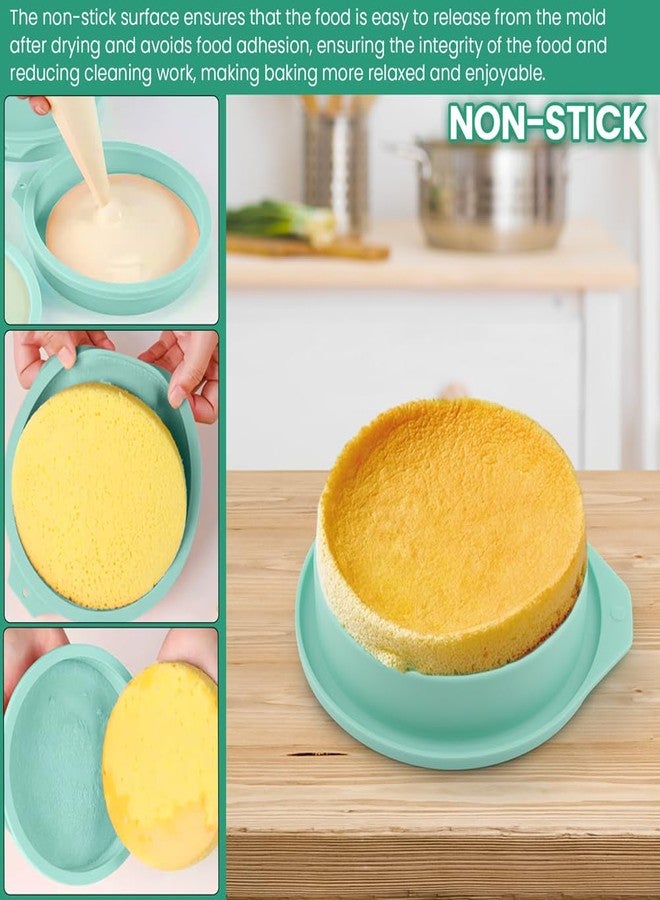 Loyanger 4Pcs Air Fryer Egg Mold, Silicone Egg Bites Molds for Baking Muffin Top Pan, 4'' Mini Pancake Mold Non-Stick for Baking Hamburger Bun Pan Air Fryer Accessories(COLOR:Green) - Image 4